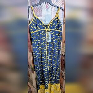 Floral Blue and Yellow Maxi Dress
